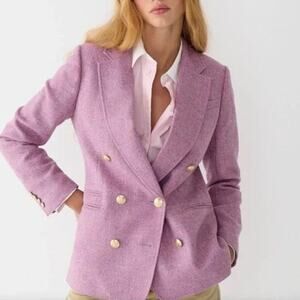 J Crew Bristol Double Breasted Blazer Lilac Herringbone 100% Wool BK012 Size 6